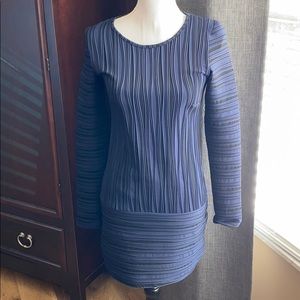 Fitted dark blue and white mini dress